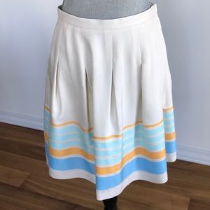 J.McLaughlin cream silk skirt with orange/blue, 6